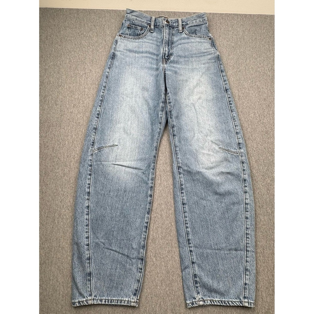 Levis Cinch Barrel Jeans Womens Sz 25x31 Light Wash Blue High Rise Denim